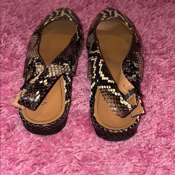 Boa Snakeskin Vionic Jade Slingback Flat Vionic Jade Boa  Vionic Jade Boa Snakeskin Slingback Flats Brown Size 7.5